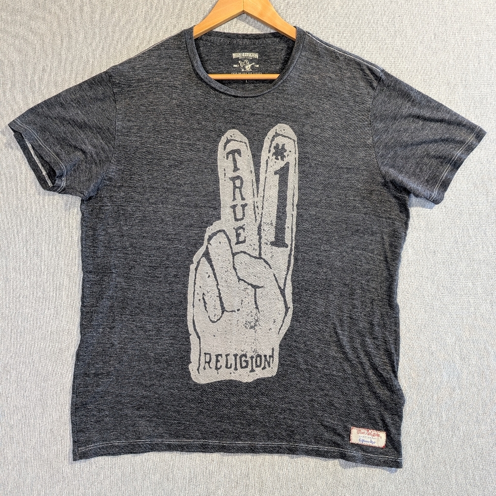 True Religion #1 Graphic T-Shirt Women's Large Gray